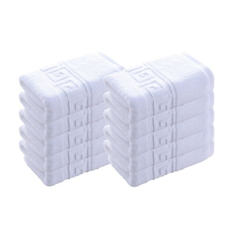 Pachet 10 prosoape baie de fata 50x90 cm Bumbac 100% Greek Border 450 grame/mp, Alb