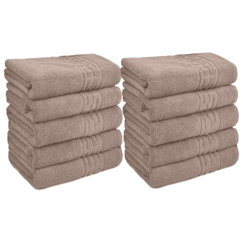 Pachet 10 prosoape baie de corp 70x140 cm Bumbac 100%, Greek Border 500 grame/mp, Bej