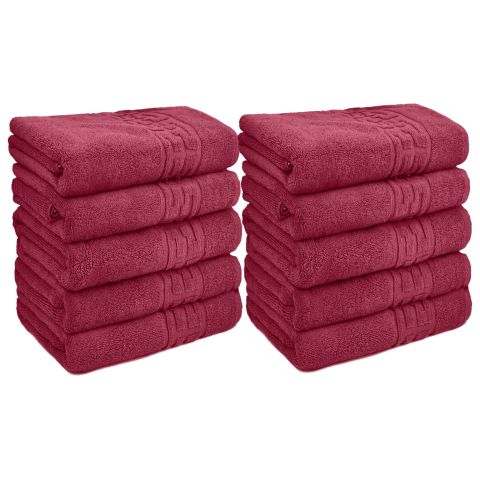 Pachet 10 prosoape baie de corp 70x140 cm Bumbac 100%, Greek Border 500 grame/mp, Rosu