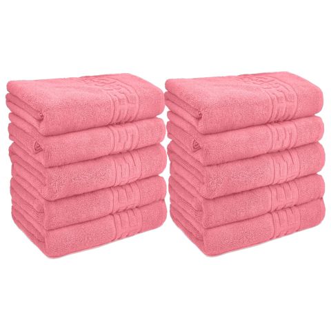 Pachet 10 prosoape baie de corp 70x140 cm Bumbac 100%, Greek Border 500 grame/mp, Roz