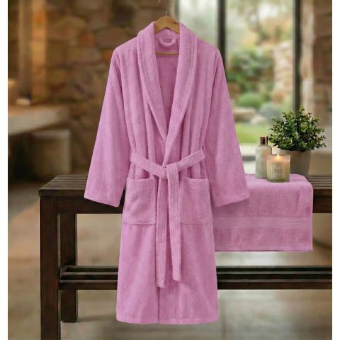 Halat de baie si SPA Hotel cu guler Kimono Velur 100% Bumbac, unisex XXL, 420 grame/mp, Lila