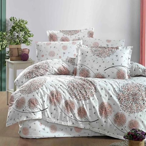 Lenjerie pat Ranforce Cotton Pro Bumbac 100%, King Size cu husa, 4 piese Moderna Alb RCP1