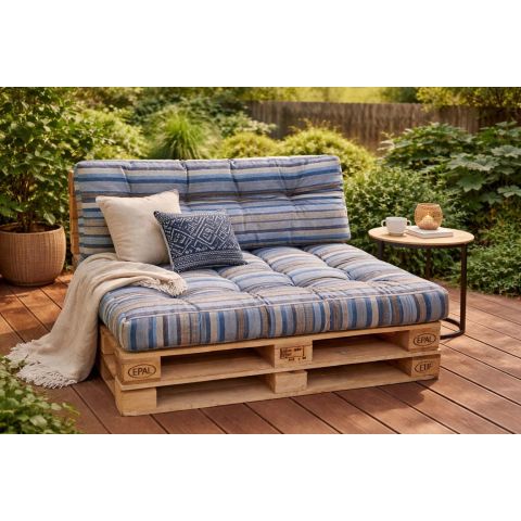 Set perne grădină ”Pallet Soft Seating” Multicolor 80x120 cm + CADOU Față de masă, Ralex Pucioasa