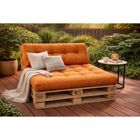 Set perne grădină ”Pallet Soft Seating” Portocaliu 80x120 cm + CADOU Față de masă, Ralex Pucioasa