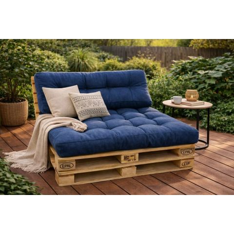 Set perne grădină ”Pallet Soft Seating” Albastru 80x120 cm + CADOU Față de masă, Ralex Pucioasa