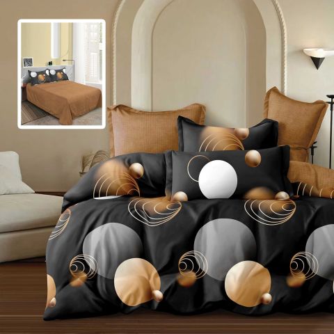 Pachet economic lenjerie pat dublu Finet 6 piese + 2 perne matlasate 50x70 cm + pilota 200x215 cm primavara toamna (FABI V4)