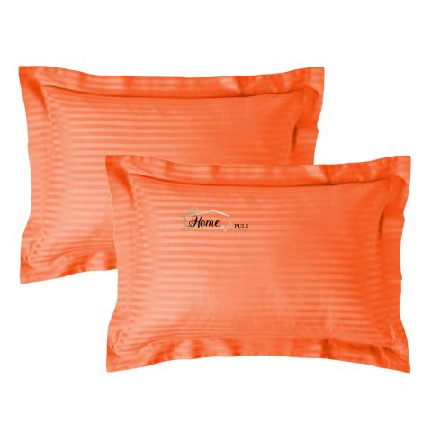 Set 2 fete de perna Damasc policoton dunga 1 cm, 50 x 70 cm si tiv cu bordura 3,5 cm, Rosu Corai