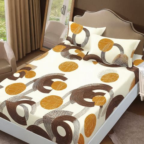 Set husă pat Finet Elegance + 2 fețe perne pentru saltea de 160x200 cm, Cercuri, HF2FP100