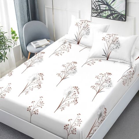 Set husă pat Finet Elegance + 2 fețe perne pentru saltea de 160x200 cm, Copac, HF2FP105