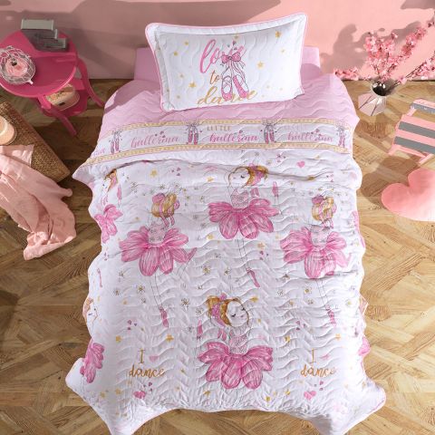 Cuvertură matlasată de pat 1 persoană 180x240 cm și Față pernă 50x70 cm, Clasy BALLERINA