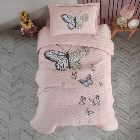 Cuvertură matlasată de pat 1 persoană 180x240 cm și Față pernă 50x70 cm, Clasy DAISY LOVE V2