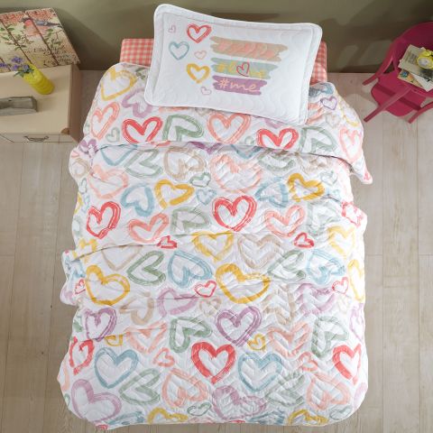 Cuvertură matlasată de pat 1 persoană 180x240 cm și Față pernă 50x70 cm, Clasy SELFIE