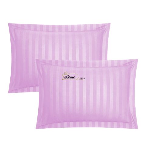 Set 2 Fete de perna 50x70 cm Damasc Bumbac 100% dunga 1 cm si tiv cu bordura 3,5 cm, Lila