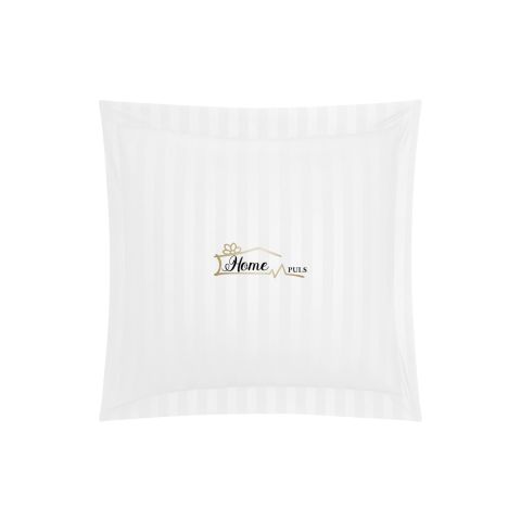 Fata de perna Damasc Bumbac 100% dunga 1 cm, 40 x 40 cm si tiv cu bordura 3,5 cm, Alb