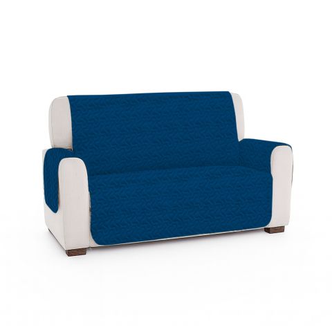 Husa canapea 2 locuri tip cuvertura matlasata 130x205 cm cu laterale, reversibila, Albastru