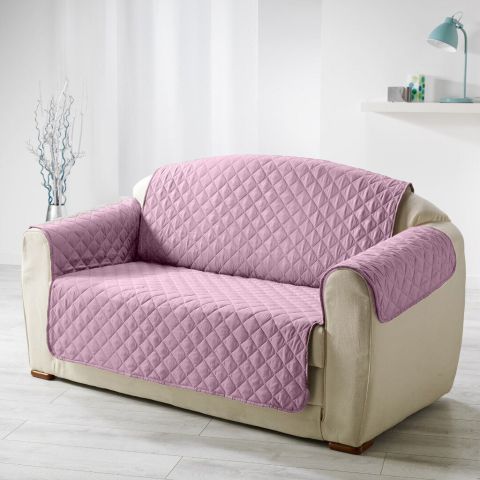 Husa canapea 2 locuri tip cuvertura matlasata 130x205 cm cu laterale, reversibila, Lila