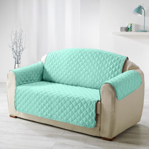 Husa canapea 2 locuri tip cuvertura matlasata 130x205 cm cu laterale, reversibila, Verde Mint