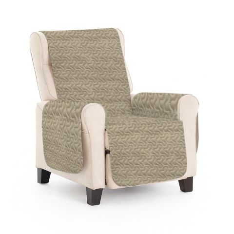 Husa fotoliu tip cuvertura matlasata 60 x 177 cm cu laterale, reversibila, Bej