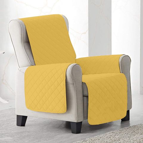 Husa fotoliu tip cuvertura matlasata 60 x 177 cm cu laterale, reversibila, Galben