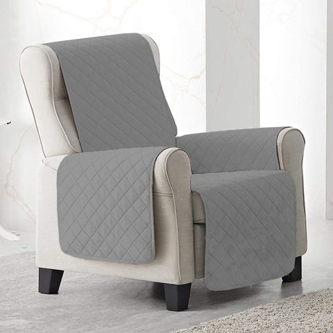 Husa fotoliu tip cuvertura matlasata 60 x 177 cm cu laterale, reversibila, Gri Deschis