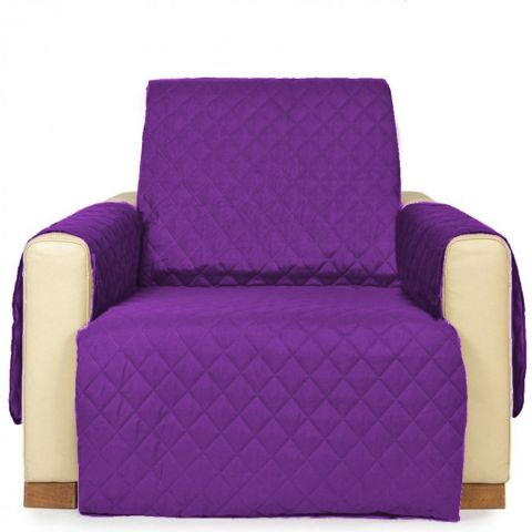 Husă fotoliu tip cuvertură matlasată 60 x 177 cm cu laterale, reversibilă, Mov Violet