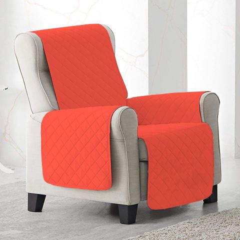 Husa fotoliu tip cuvertura matlasata 60 x 177 cm cu laterale, reversibila, Rosu Corai