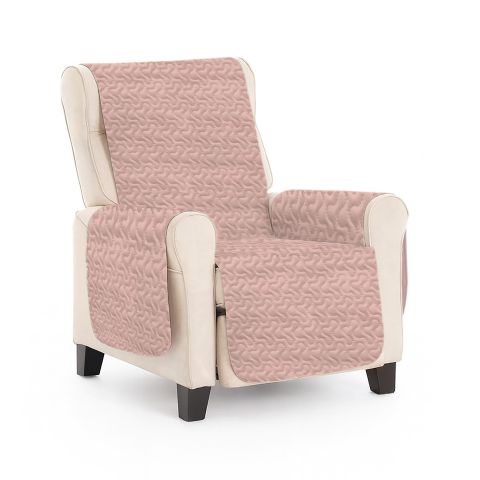 Husa fotoliu tip cuvertura matlasata 60 x 177 cm cu laterale, reversibila, Roz Pudra