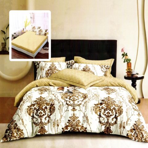 Lenjerie pat dublu Finet Bumbac 6 piese cu husa saltea 160x200 sau 180x200 cm, pilota 200x230 cm, 2 fete perna 50x70 si 70x70 cm, Alb-Galben, Pucioasa GREES