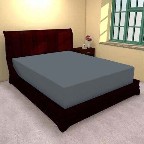 Husă pat cu elastic jerse poliester pentru saltea de 160x200 cm, Gri Închis