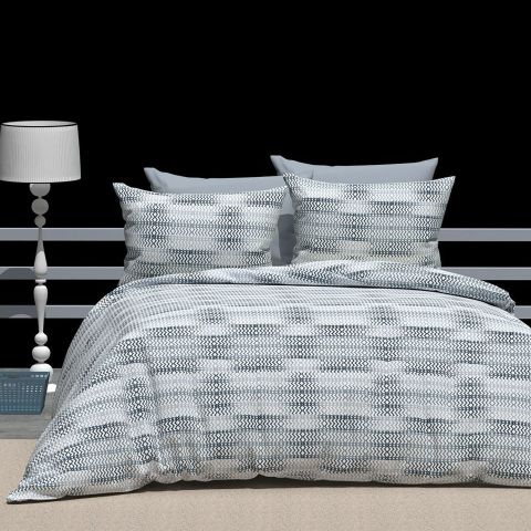 Lenjerie de pat dublu Bumbac Ranforce 4 piese cearsaf pat 240 x 260 cm, pilota 200x230 cm, 2 fete perne 50x70 cm, Eleganta Gri, Pucioasa 