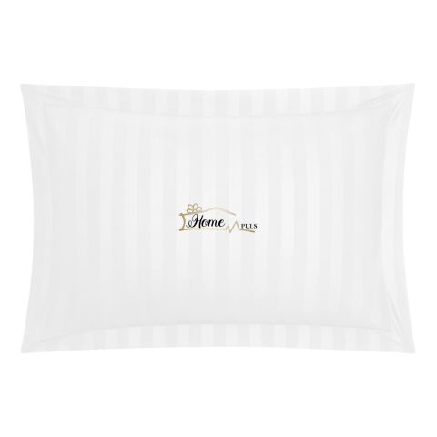 Fata de perna Damasc Bumbac 100% dunga 1 cm, 50 x 70 cm si tiv cu bordura 3,5 cm, Alb