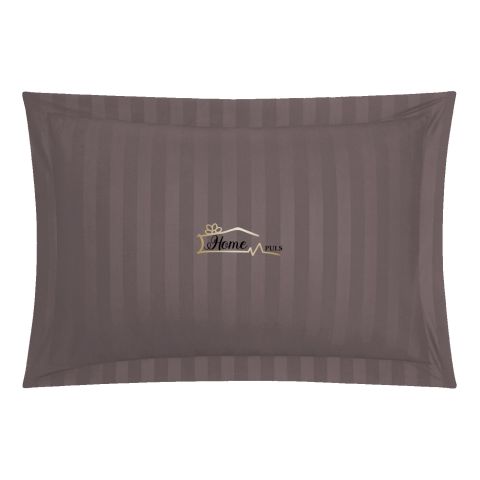 Fata de perna Damasc Bumbac 100% dunga 1 cm, 50 x 70 cm si tiv cu bordura 3,5 cm, Maro