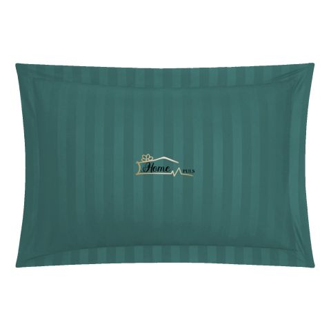 Fata de perna Damasc Bumbac 100% dunga 1 cm, 50 x 70 cm si tiv cu bordura 3,5 cm, Verde Petrol
