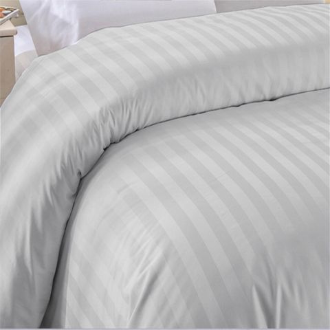 Cearsaf de pilota 2 persoane Damasc Bumbac 100% tip Hotel cu dunga 1 cm, 180x220 cm, Gri