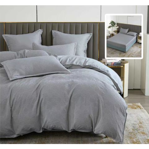 Lenjerie de pat Finet Natur UNI Baroque 6 piese husa saltea 160/180x200 cm, pilota 200x230 cm, 2 fete perna 50x70 si 70x70 cm, Gri, Pucioasa
