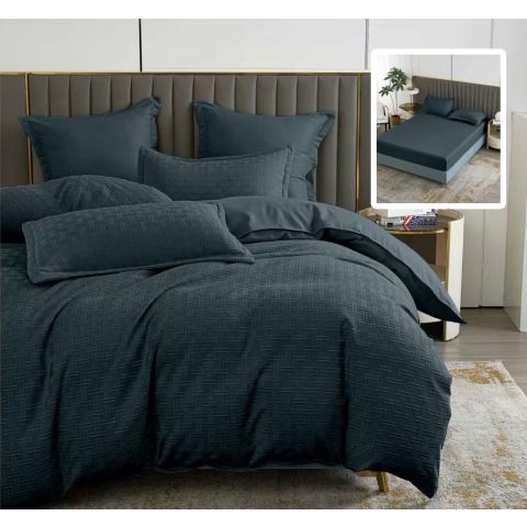 Lenjerie de pat Finet Natur UNI Stripe 6 piese husa saltea 160/180x200 cm, pilota 200x230 cm, 2 fete perna 50x70 si 70x70 cm, Negru, Pucioasa