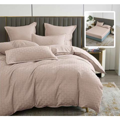 Lenjerie de pat Finet Natur UNI Stripe 6 piese husa saltea 160/180x200 cm, pilota 200x230 cm, 2 fete perna 50x70 si 70x70 cm, Cappuccino, Pucioasa