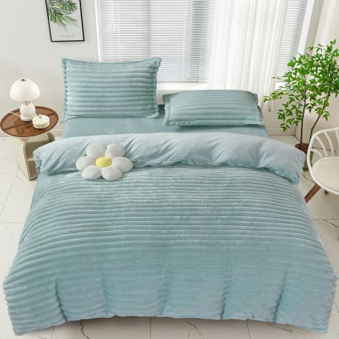 Lenjerie pat dublu Cocolino Line 4 piese, cearsaf pat 230x250 cm, pilota 200x230 cm, 2 fete perna 50x70, Verde mint, Pucioasa
