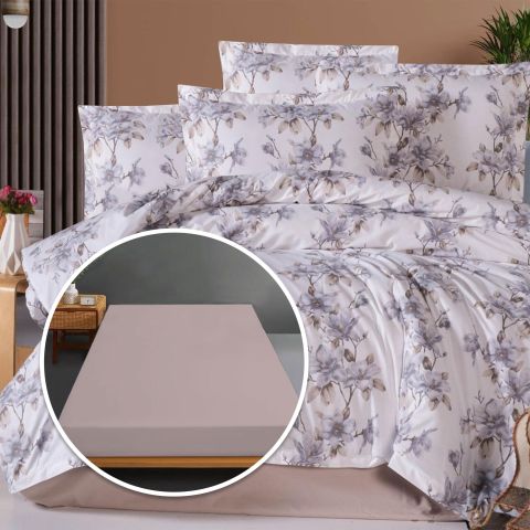 Lenjerie pat Ranforce Bumbac 100% cu husa pentru saltea de 140/160cm x 200cm, pilota 200x230 cm, 2 fete perne 50x70 cm, Roz Pudra, Pucioasa