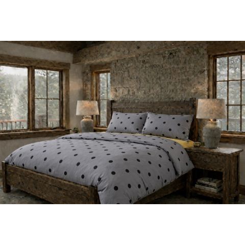 Lenjerie pat Tricot Bumbac 100% cu husă pentru saltea de 160/180cm x 200cm, pilotă 200x230 cm, 2 fețe perne 50x70 cm, Gri Antracit, Pucioasa, Răsfăț Natural