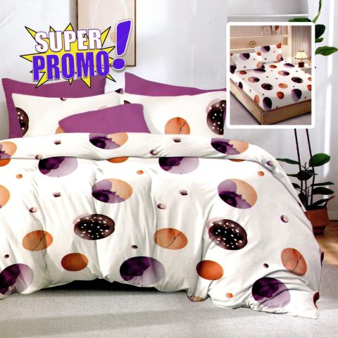Lenjerie pat bumbac Finet 6 piese cu desen PROMO, husă saltea 160x200 sau 180x200 cm, pilotă 200x220 cm, 2 fețe pernă 50x70 și 70x70 cm, Mov Deschis, Pucioasa