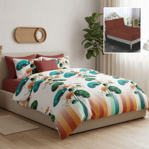 Lenjerie pat bumbac Finet 6 piese PROMO cu husă saltea 160x200 sau 180x200 cm, pilotă 200x220 cm, 2 fețe pernă 50x70 și 70x70 cm, Rosu Închis, Pucioasa