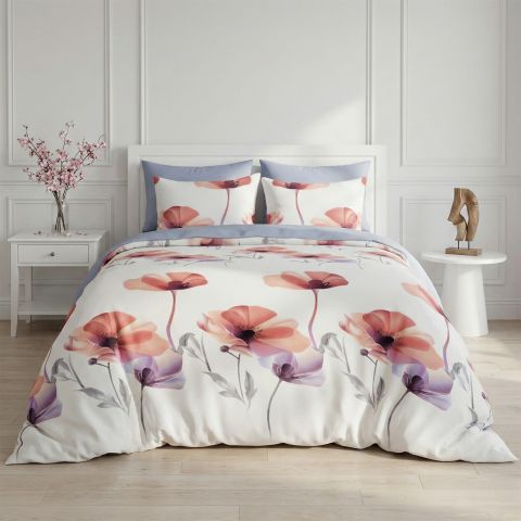 Lenjerie pat bumbac Finet 6 piese cu desen PROMO, husă saltea 160x200 sau 180x200 cm, pilotă 200x220 cm, 2 fețe pernă 50x70 și 70x70 cm, Gri, Pucioasa 