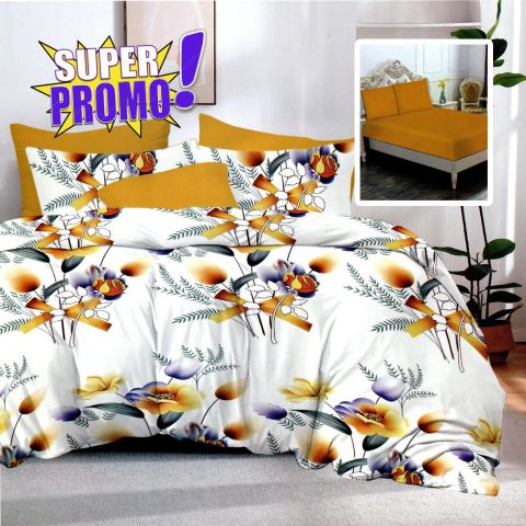 Lenjerie pat bumbac Finet 6 piese PROMO cu husă saltea 160x200 sau 180x200 cm, pilotă 200x220 cm, 2 fețe pernă 50x70 și 70x70 cm, Galben, Pucioasa