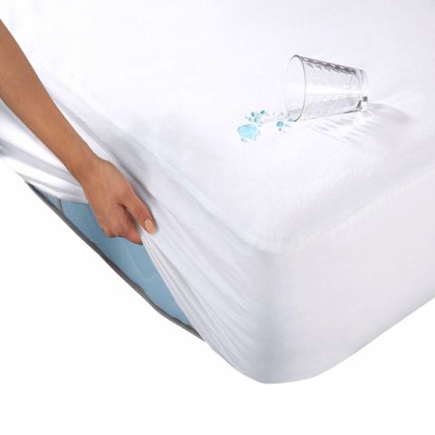 Husă protecție pătuț bebe frotir bumbac 100% impermeabilă pentru saltea 60x120 cm si inaltime 15-20 cm Alb