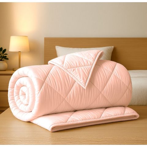 Pilotă matlasată Ranforce 100% bumbac, umplutură lână 140x210 cm, Pudră, Pucioasa