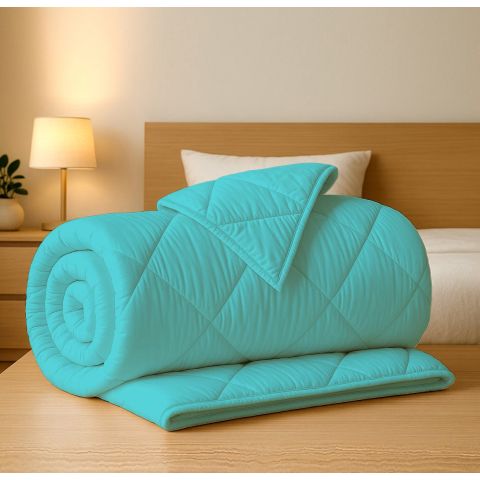 Pilotă matlasată Ranforce 100% bumbac, umplutură lână 140x210 cm, Turcoaz, Pucioasa