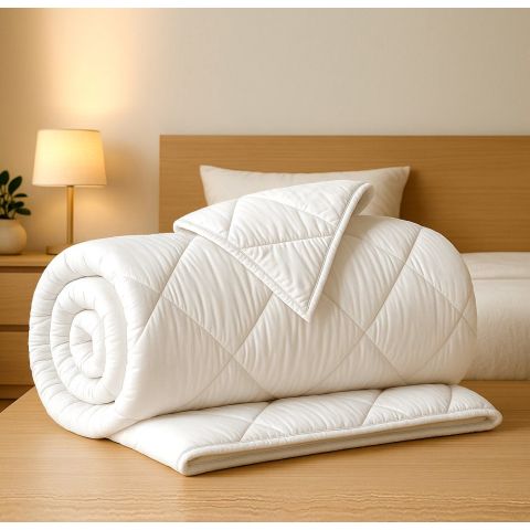 Pilotă matlasată Ranforce 100% bumbac, umplutură lână 160x210 cm, Alb, Pucioasa