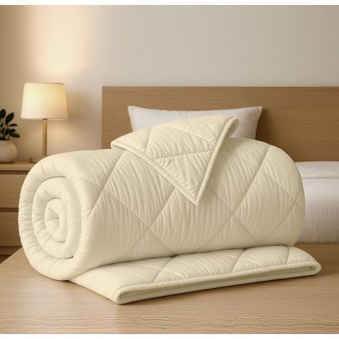 Pilotă matlasată Ranforce 100% bumbac, umplutură lână 180x210 cm, Crem, Pucioasa