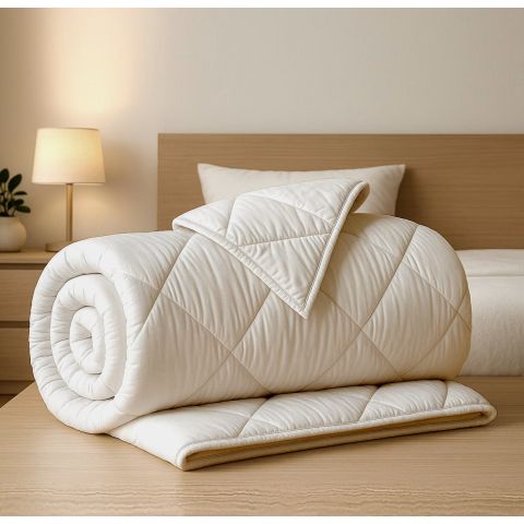 Pilotă matlasată Ranforce 100% bumbac, umplutură lână 180x210 cm, Gri, Pucioasa